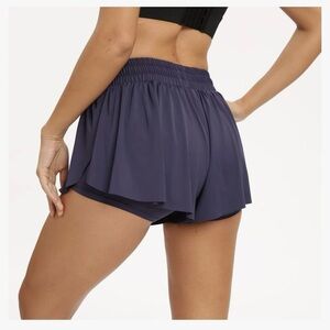 🌀 Blue Flowy Activewear Shorts/Skort from Luogongzi